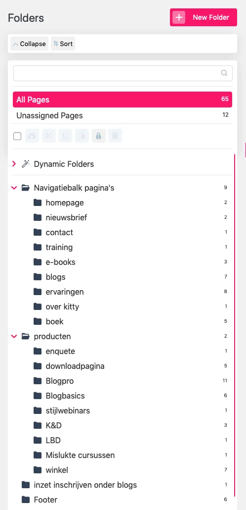 pagina's opslaan met Folders